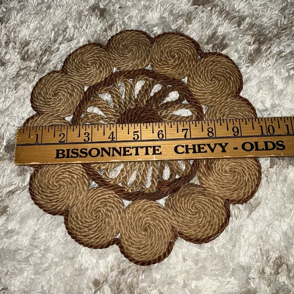 Raffia‎ Trivet 70s MCM Cottagecore Wicker Straw Hot Pads Boho Mid Century Decor